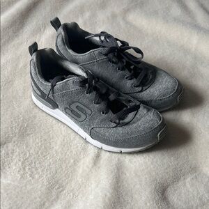 Women’s Skechers Gray and Black Casual Lace-Up Sneakers